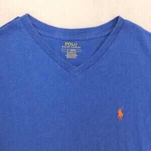 Polo Ralph Lauren V Neck Short Sleeve Shirt Mens Size Medium M Blue